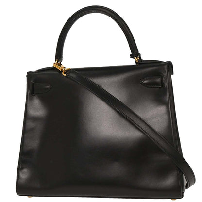 Hermes Black Box Calf Kelly 28 Retourne 2way Shoulder Handbag