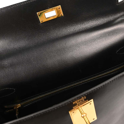 Hermes Black Box Calf Kelly 28 Retourne 2way Shoulder Handbag