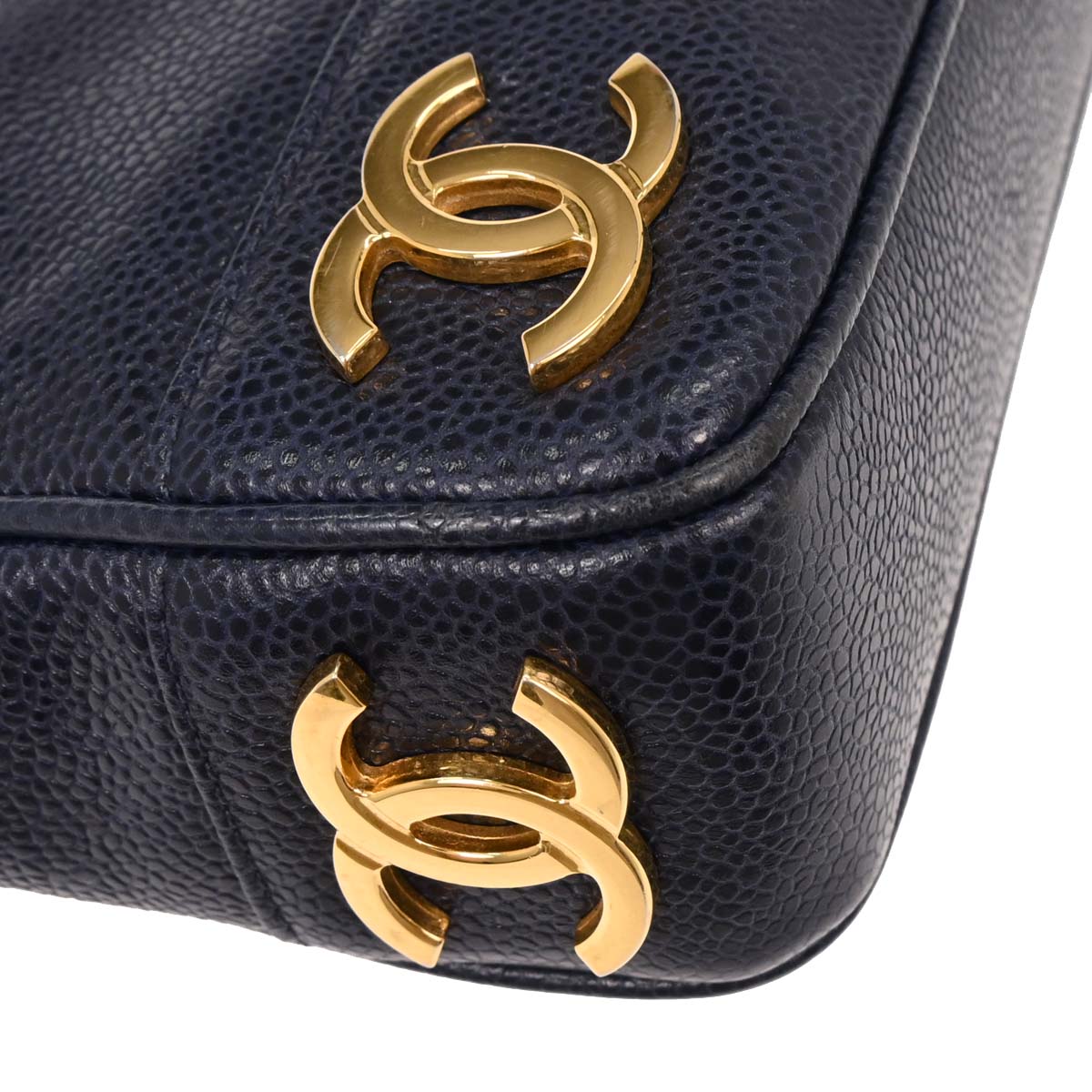 Chanel Navy Caviar Triple CC Shoulder Tote Bag