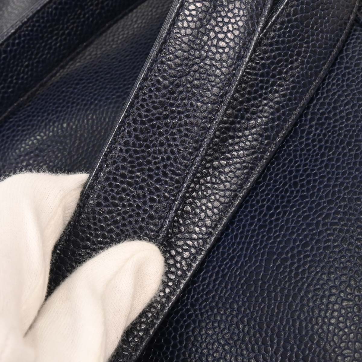 Chanel Navy Caviar Triple CC Shoulder Tote Bag