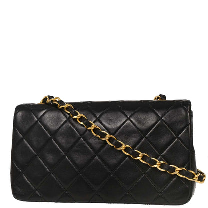 Chanel Black Lambskin Turnlock Mini Full Flap Shoulder Bag