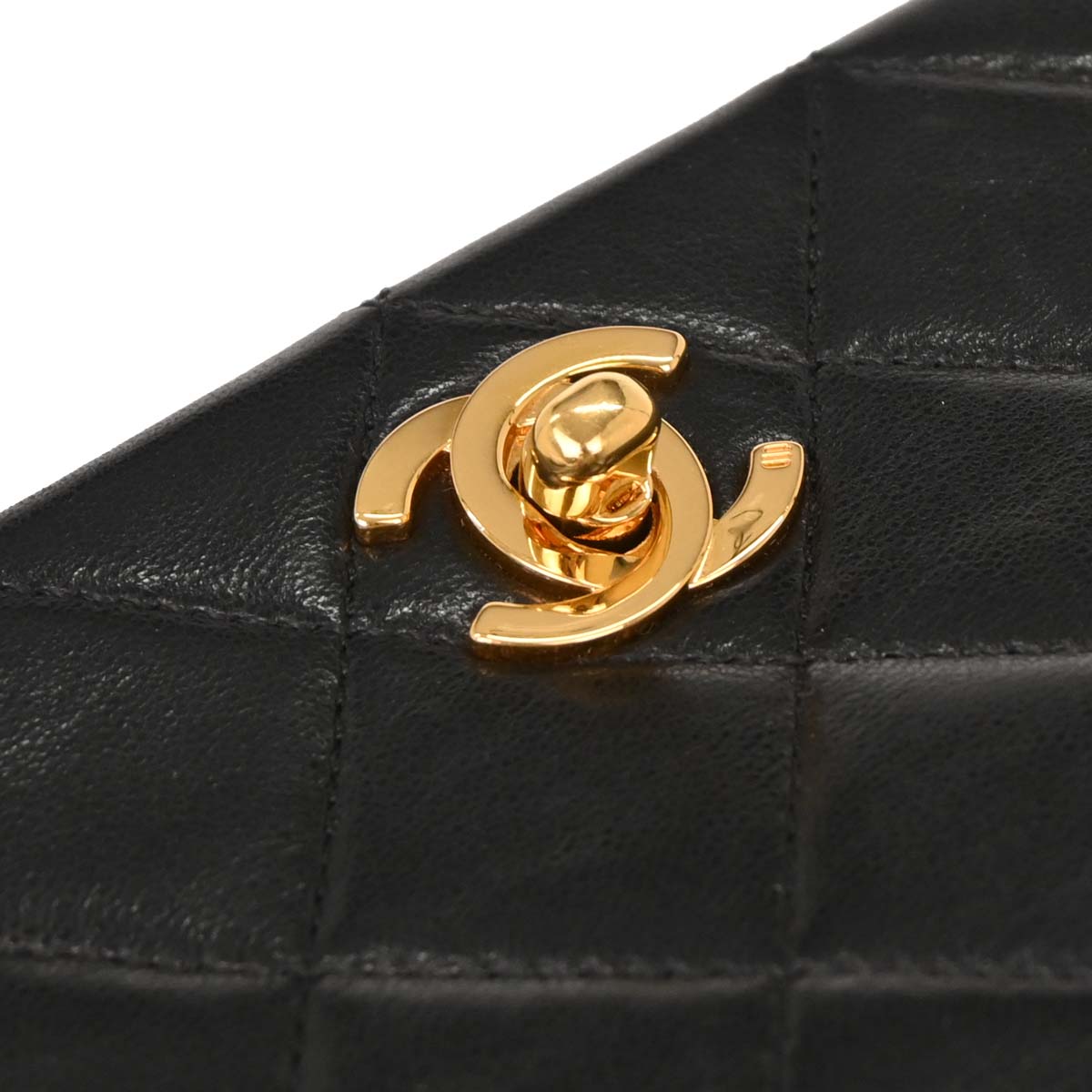 Chanel Black Lambskin Turnlock Mini Full Flap Shoulder Bag