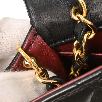 Chanel Black Lambskin Turnlock Mini Full Flap Shoulder Bag
