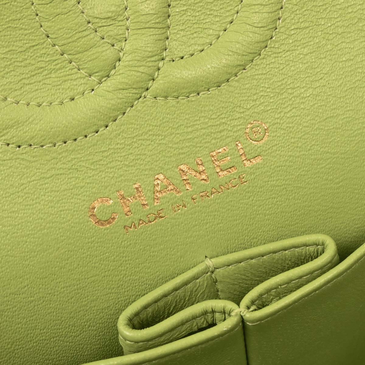 Chanel Green Lambskin Small Classic Double Flap Shoulder Bag