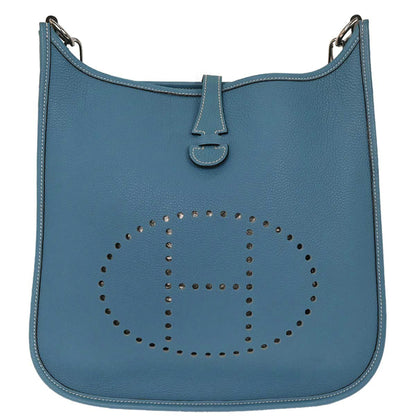 Hermes Blue Jean Togo Evelyne 1 PM Shoulder Bag