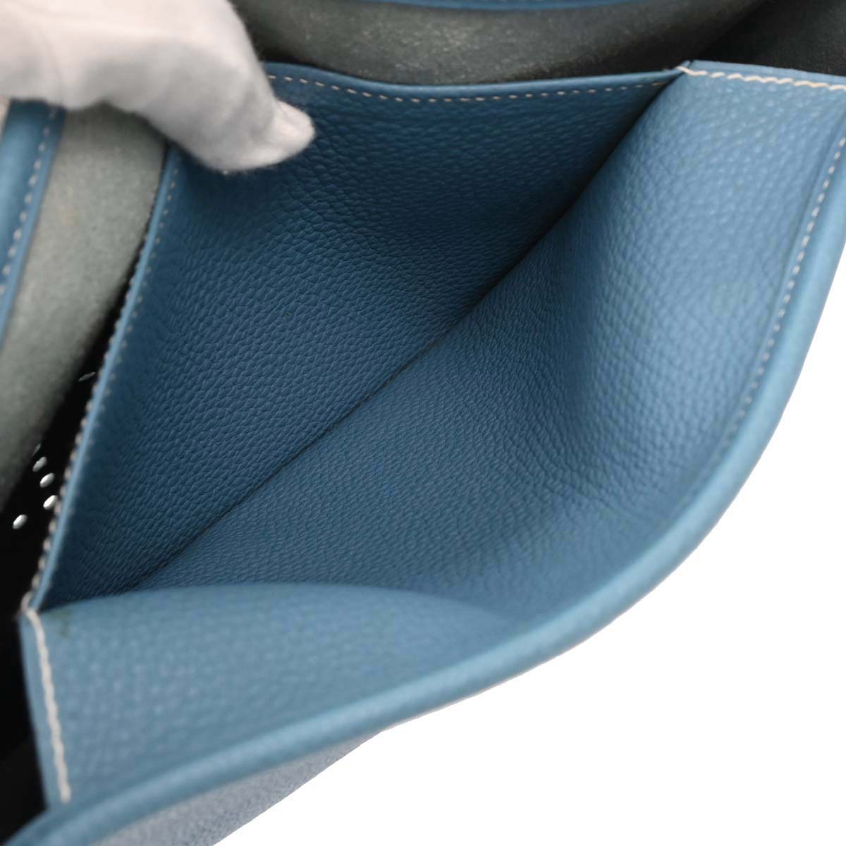 Hermes Blue Jean Togo Evelyne 1 PM Shoulder Bag