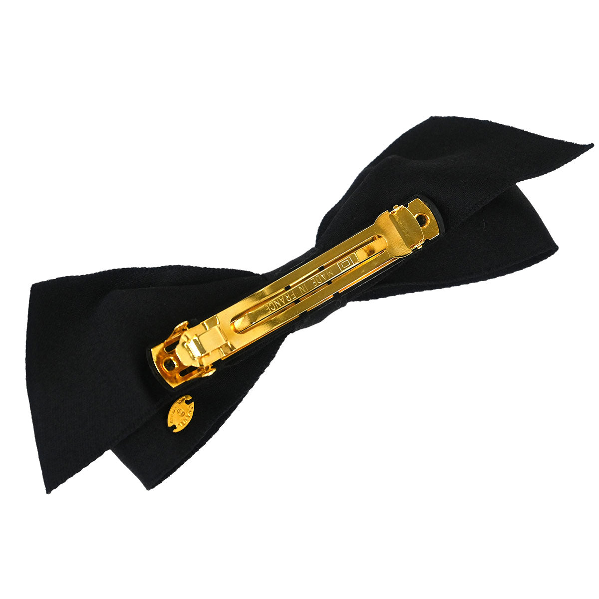 Chanel Bow Turnlock Hair Barrette Hair Clip Accessories Black Satin
