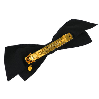 Chanel Bow Turnlock Hair Barrette Hair Clip Accessories Black Satin