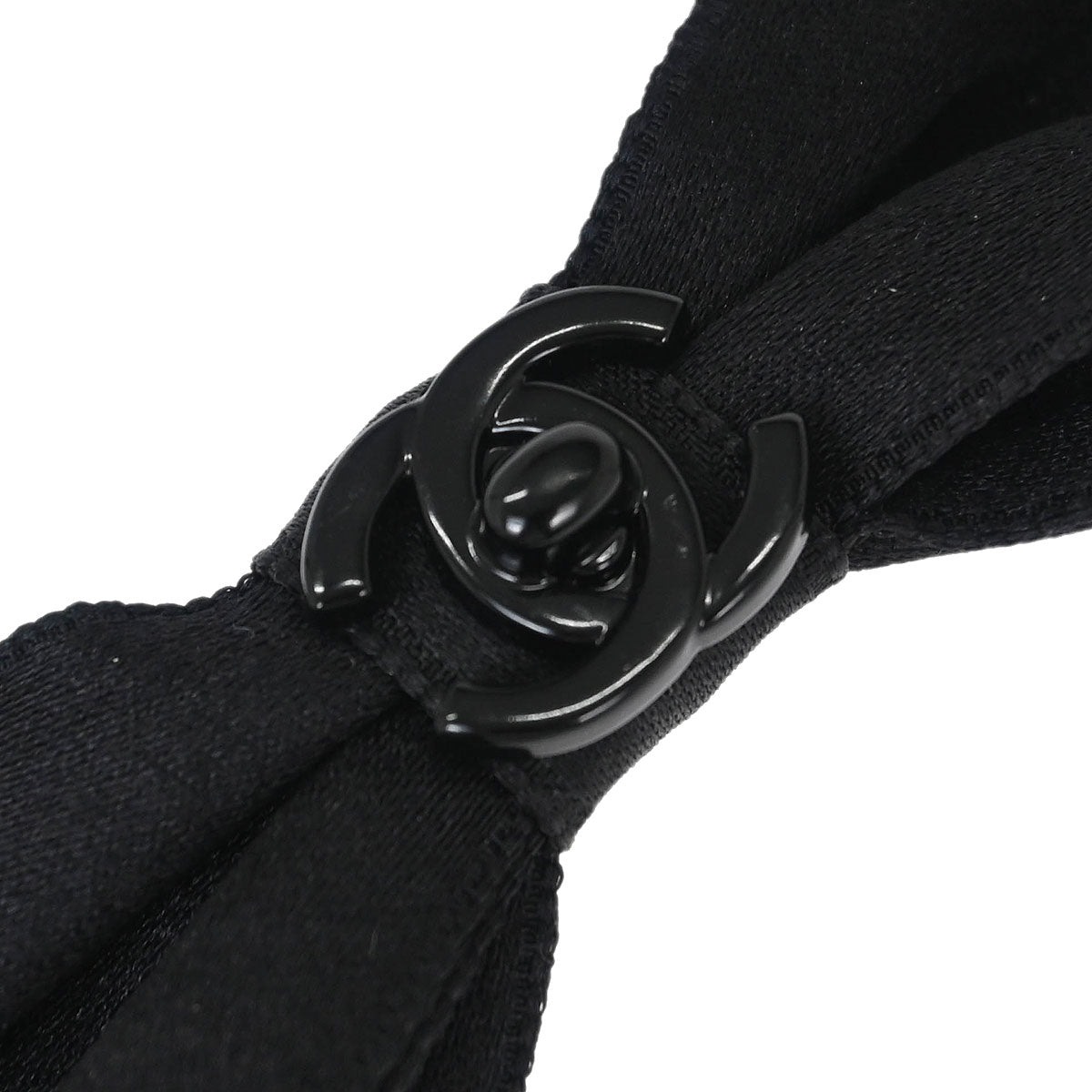 Chanel Bow Turnlock Hair Barrette Hair Clip Accessories Black Satin
