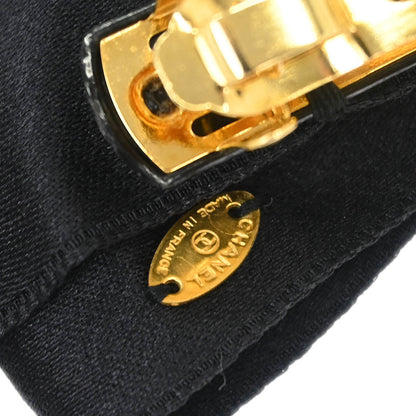 Chanel Bow Turnlock Hair Barrette Hair Clip Accessories Black Satin