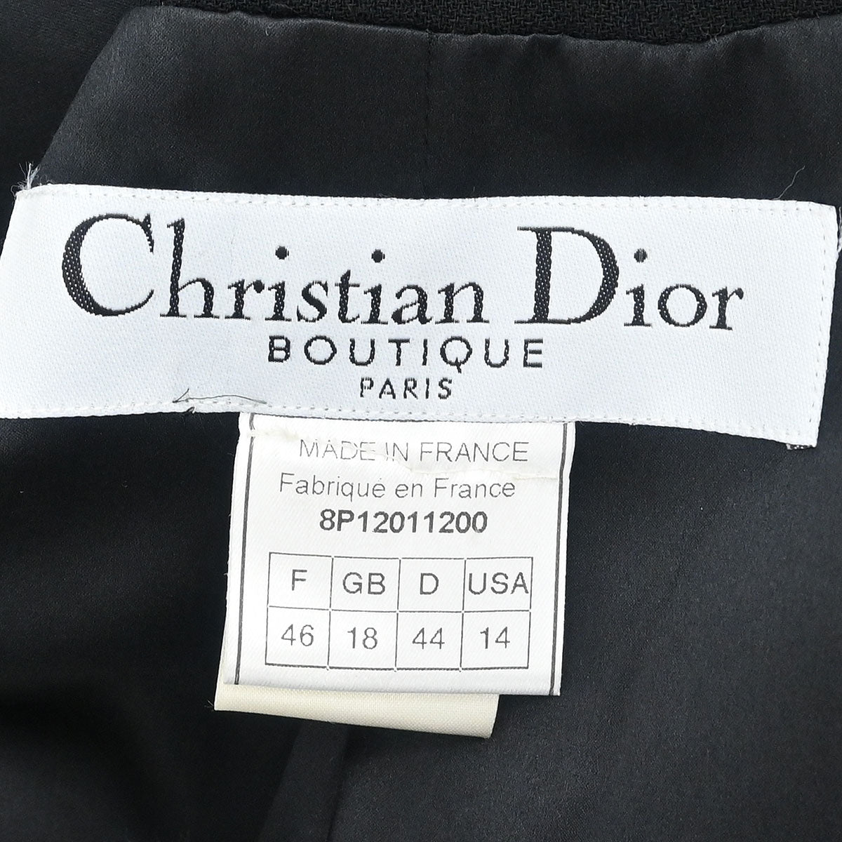 Christian Dior Single Breasted Jacket Black #46