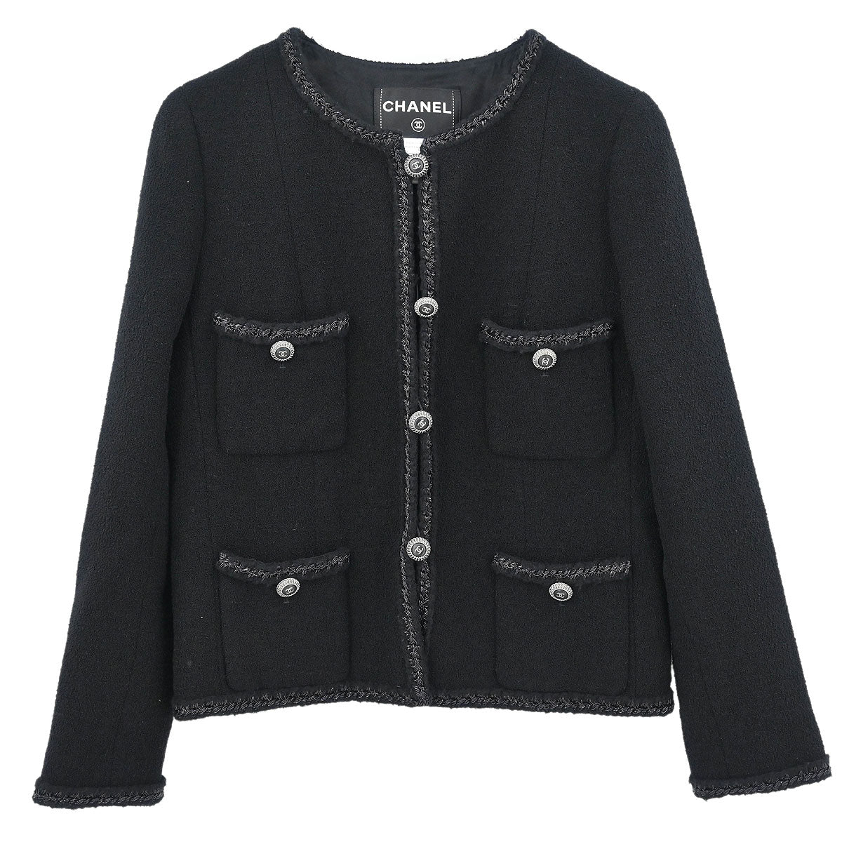 Chanel Single Breasted Jacket Black #36