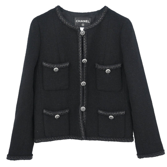 Chanel Single Breasted Jacket Black #36
