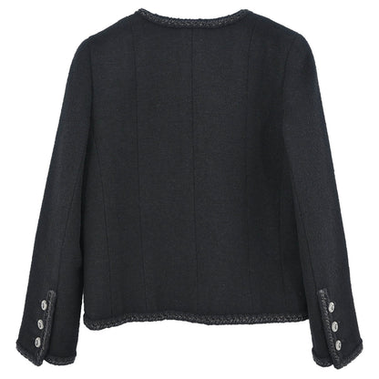 Chanel Single Breasted Jacket Black #36