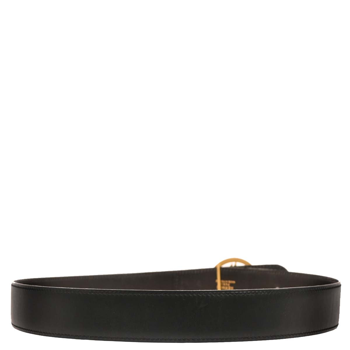 Hermes Black Box Calf Cheval Horse Buckle Belt #70 Small Good