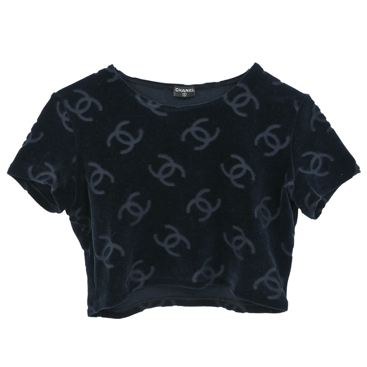 Chanel Short Sleeve Top Cropped Black #40