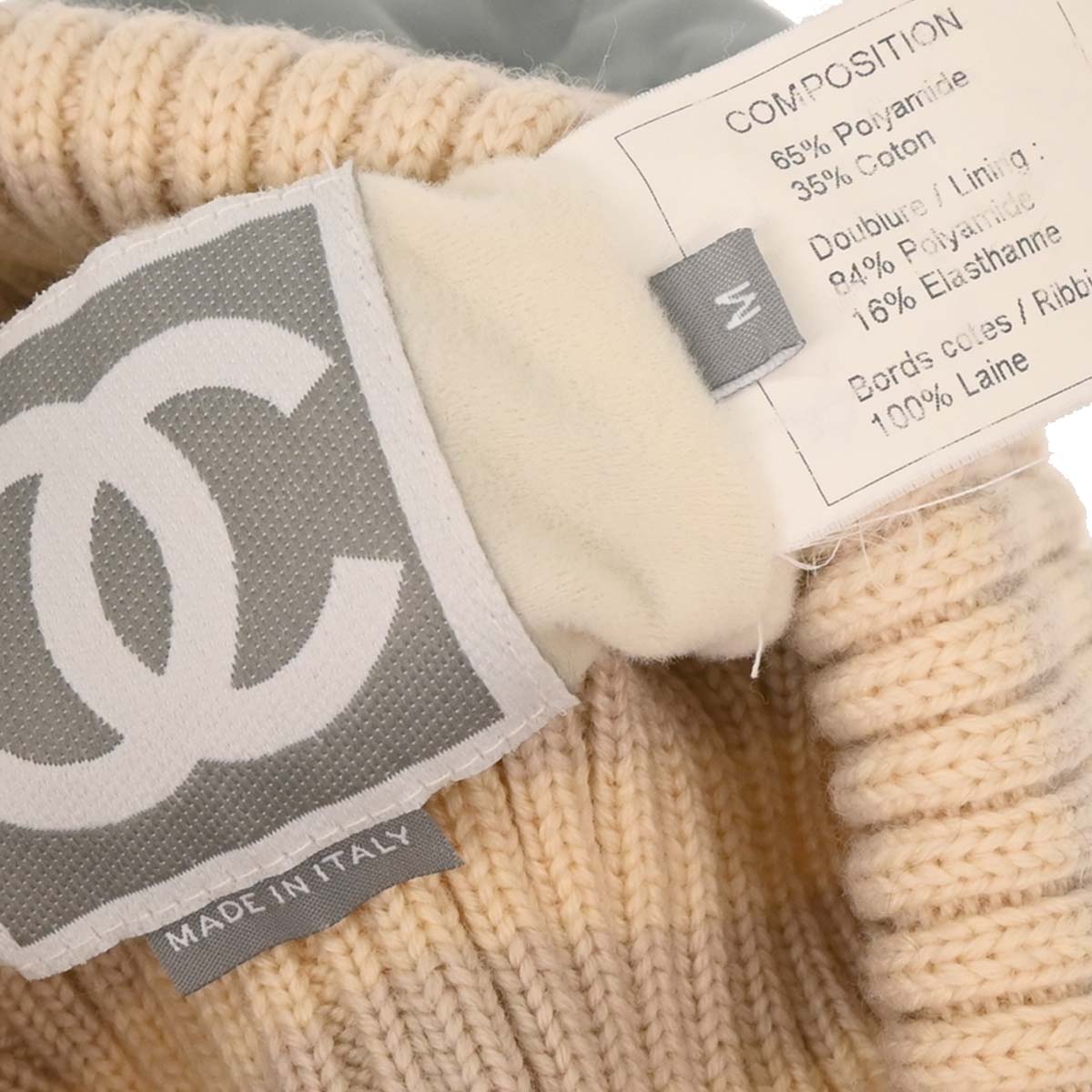 Chanel Light Blue Knit Cap Hat Sport Line #M Small Good