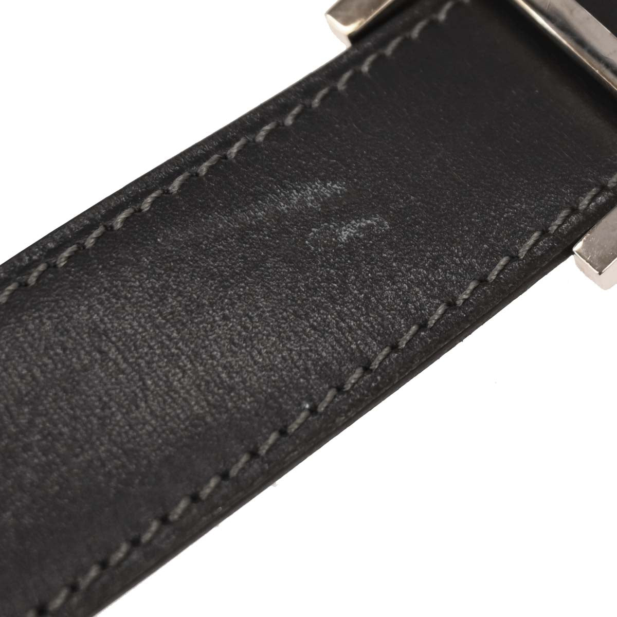 Hermes Black Ardoise Box Calf Togo Belt #80 Small Good