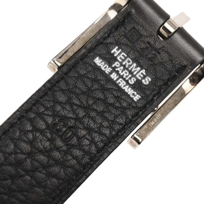 Hermes Black Ardoise Box Calf Togo Belt #80 Small Good