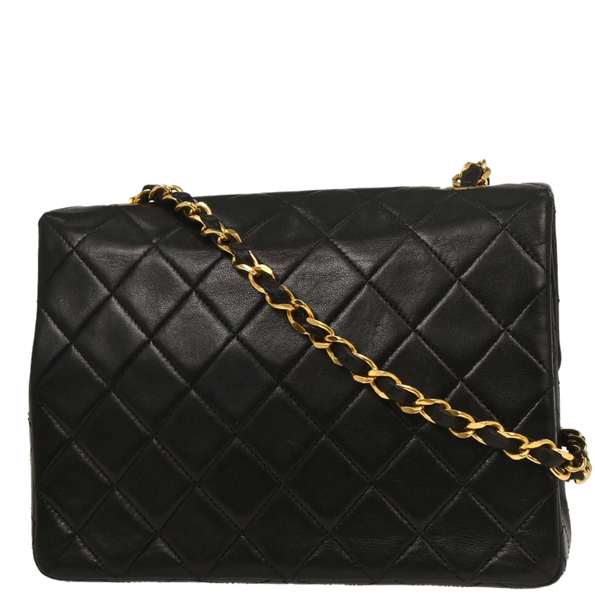Chanel Black Lambskin Classic Square Flap Shoulder Bag