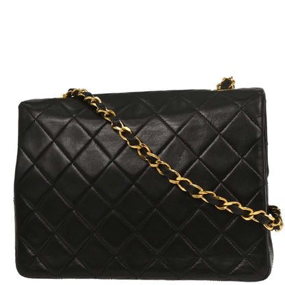 Chanel Black Lambskin Classic Square Flap Shoulder Bag