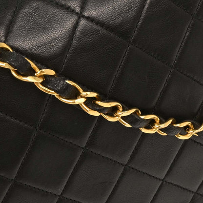 Chanel Black Lambskin Classic Square Flap Shoulder Bag