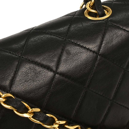 Chanel Black Lambskin Classic Square Flap Shoulder Bag