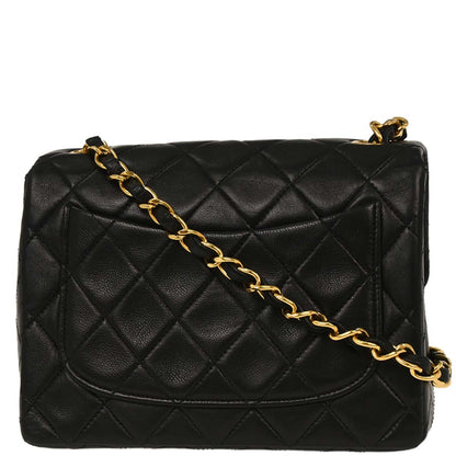 Chanel Black Lambskin Mini Classic Square Flap Shoulder Bag