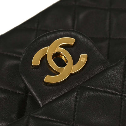 Chanel Black Lambskin Mini Classic Square Flap Shoulder Bag