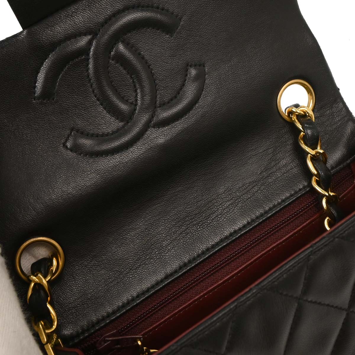 Chanel Black Lambskin Mini Classic Square Flap Shoulder Bag
