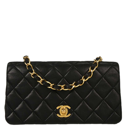 Chanel Black Lambskin Turnlock Mini Full Flap Shoulder Bag