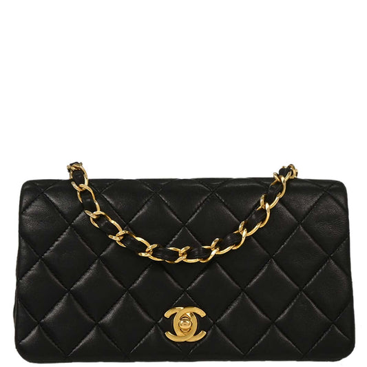 Chanel Black Lambskin Turnlock Mini Full Flap Shoulder Bag