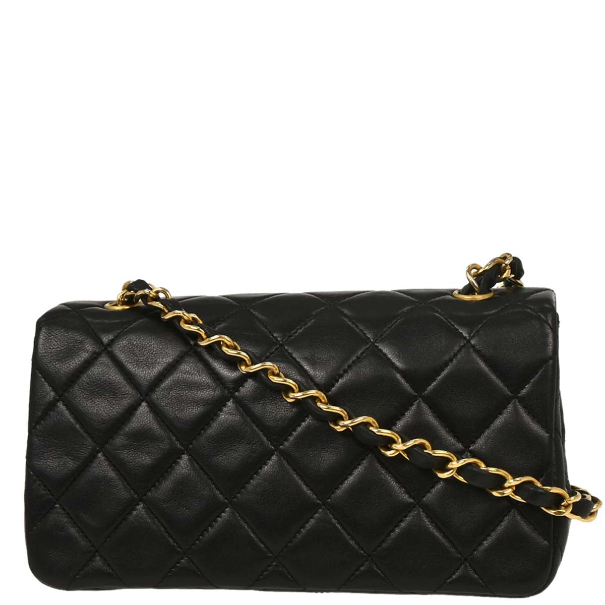 Chanel Black Lambskin Turnlock Mini Full Flap Shoulder Bag