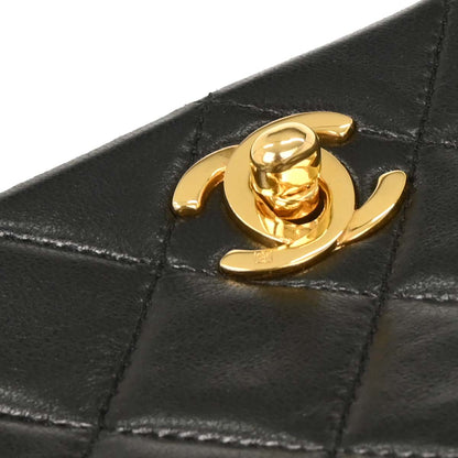 Chanel Black Lambskin Turnlock Mini Full Flap Shoulder Bag