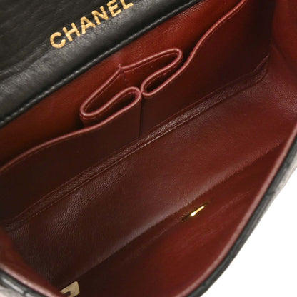 Chanel Black Lambskin Turnlock Mini Full Flap Shoulder Bag