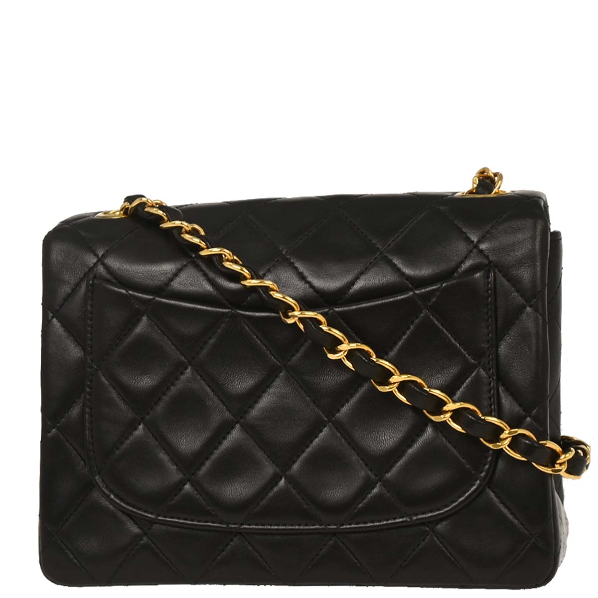 Chanel Black Lambskin Mini Classic Square Flap Shoulder Bag