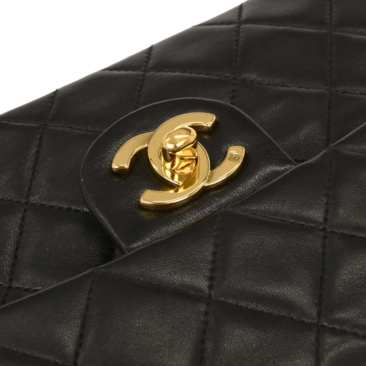 Chanel Black Lambskin Mini Classic Square Flap Shoulder Bag