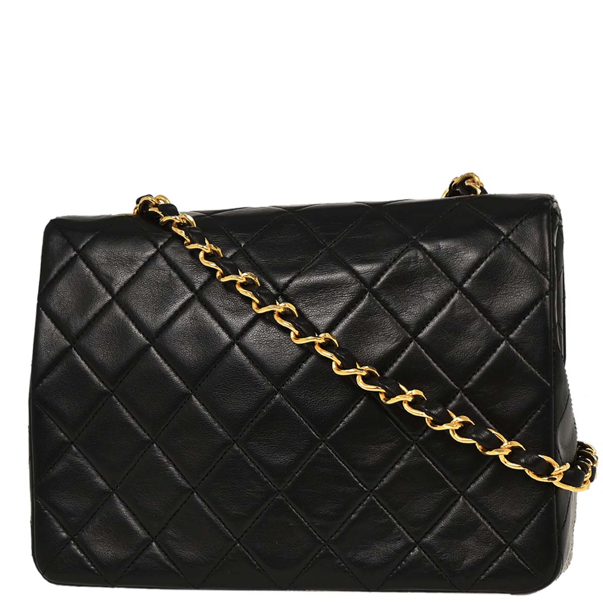Chanel Black Lambskin Classic Square Flap Shoulder Bag