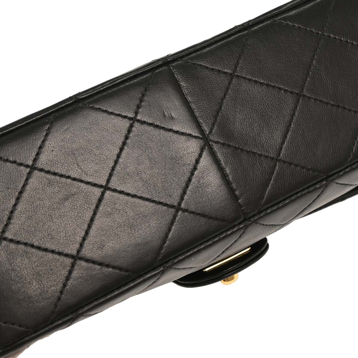 Chanel Black Lambskin Classic Square Flap Shoulder Bag