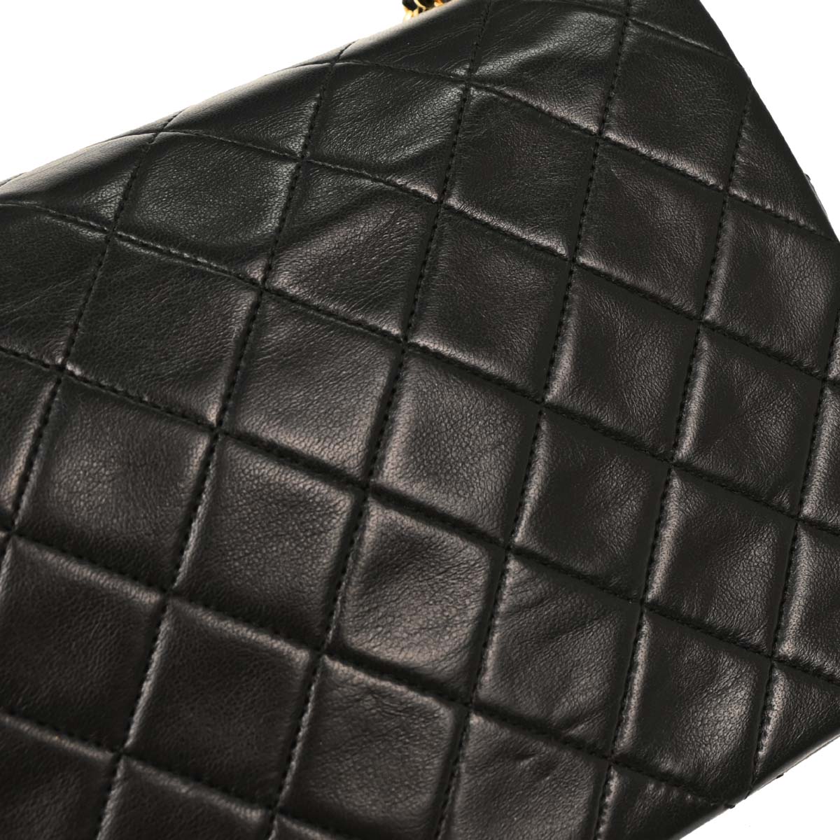 Chanel Black Lambskin Classic Square Flap Shoulder Bag