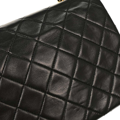 Chanel Black Lambskin Classic Square Flap Shoulder Bag