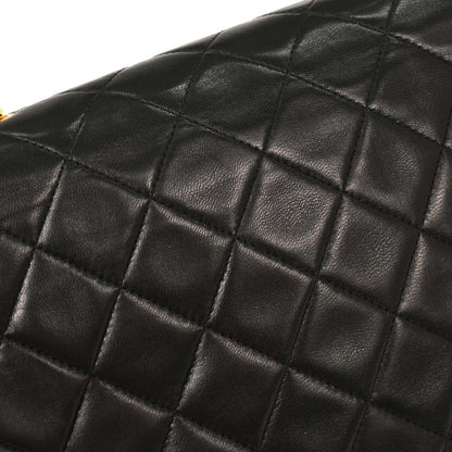 Chanel Black Lambskin Classic Square Flap Shoulder Bag