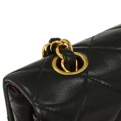 Chanel Black Lambskin Classic Square Flap Shoulder Bag