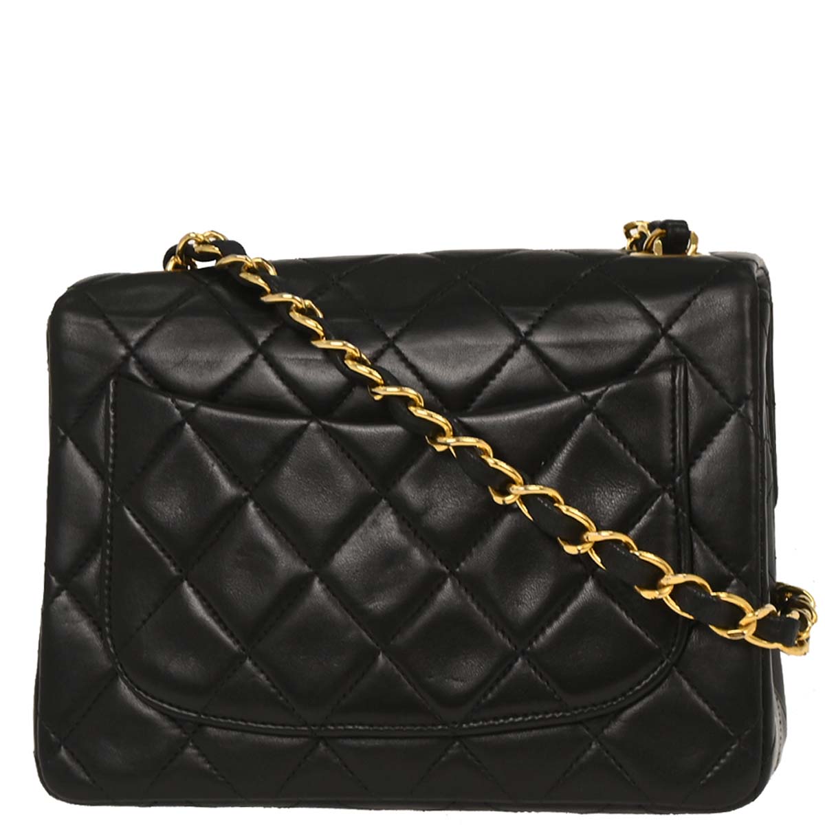 Chanel Black Lambskin Mini Classic Square Flap Shoulder Bag