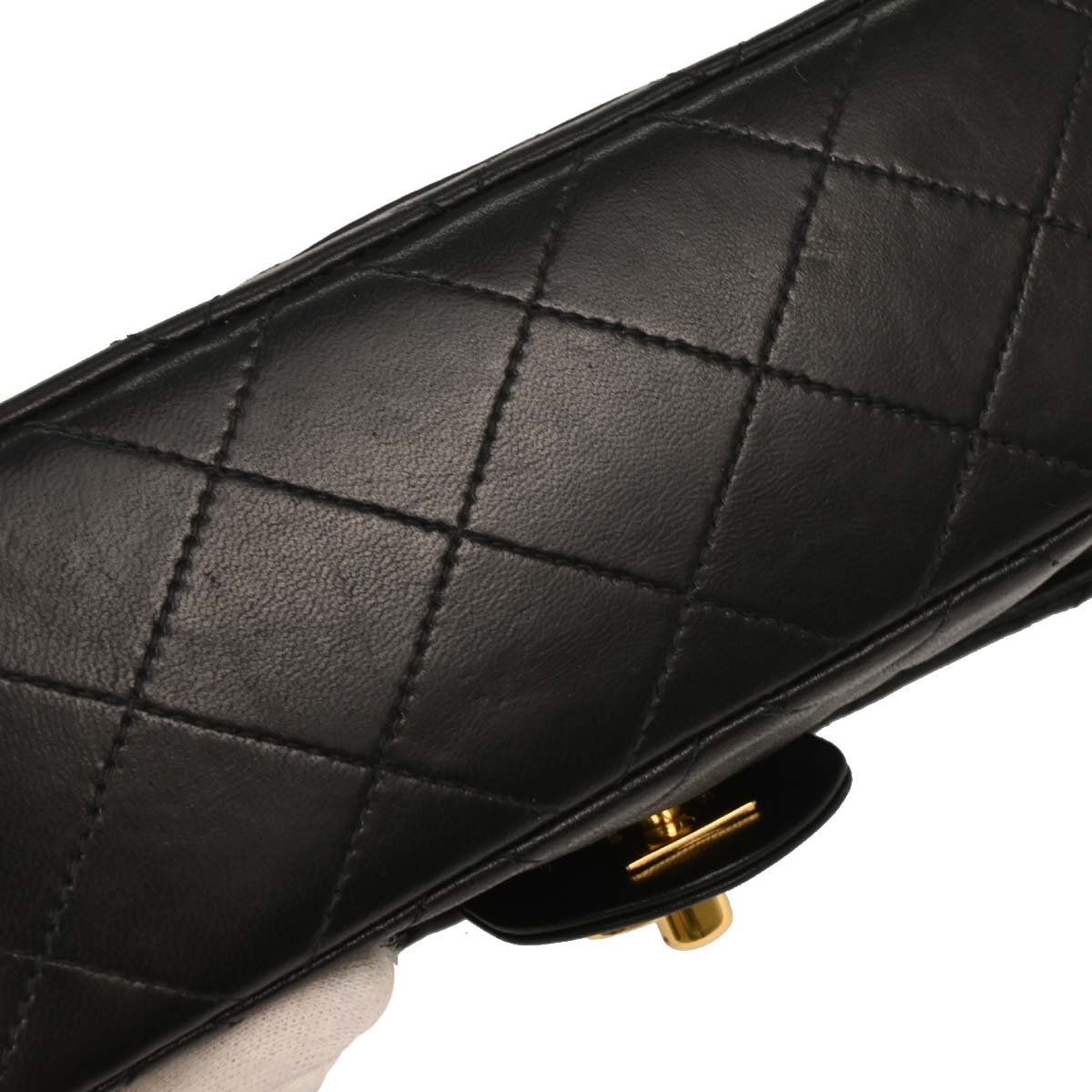 Chanel Black Lambskin Mini Classic Square Flap Shoulder Bag
