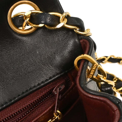 Chanel Black Lambskin Mini Classic Square Flap Shoulder Bag