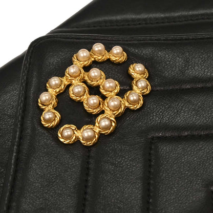 Chanel Black Lambskin Chevron Shoulder Bag