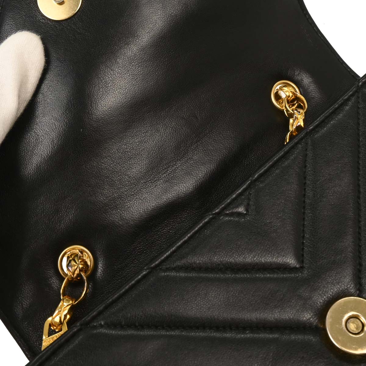 Chanel Black Lambskin Chevron Shoulder Bag