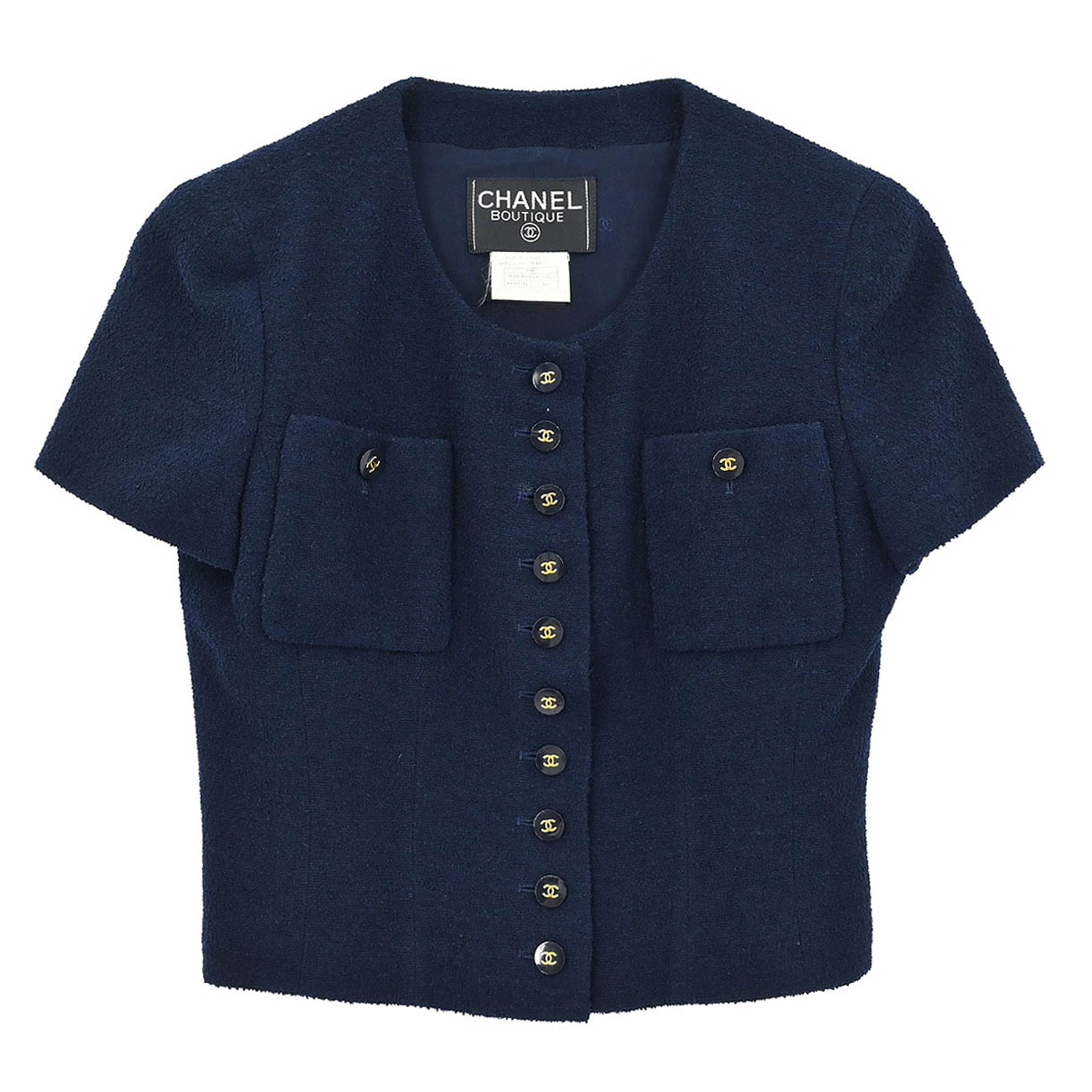 Chanel Single Breasted Jacket Navy #38