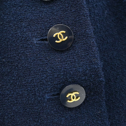 Chanel Single Breasted Jacket Navy #38
